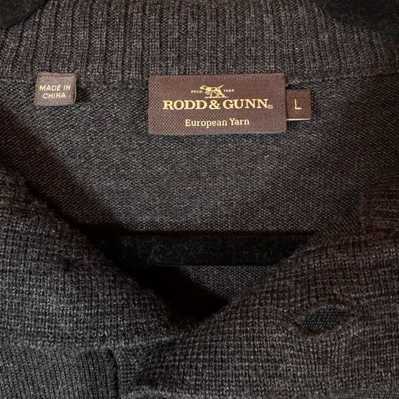 Rodd & Gunn Sweater Men's Large Granite Gray‎ Extra Fine Merino Wool Knit - Picture 8 of 11